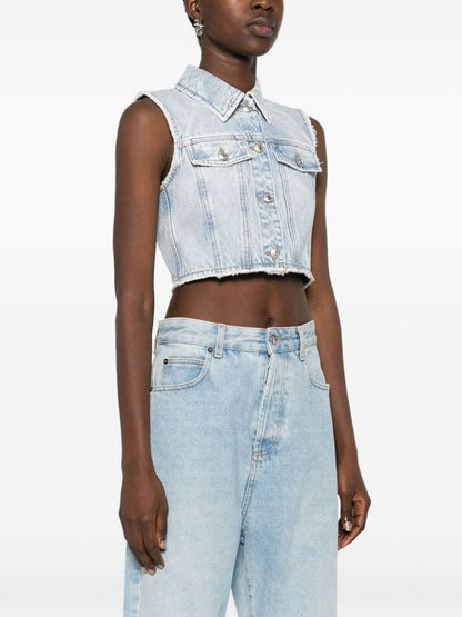 Denim cotton cropped vest