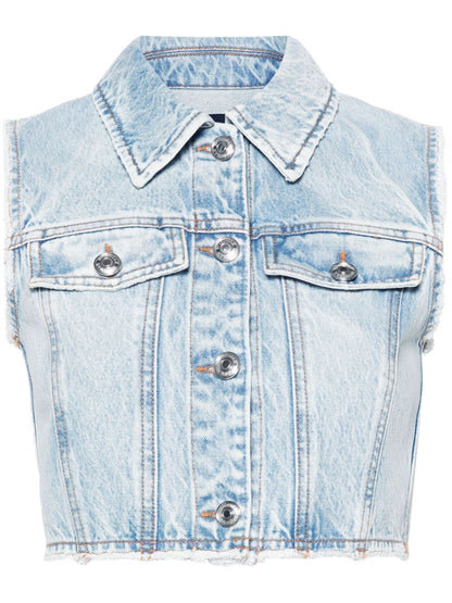 Denim cotton cropped vest