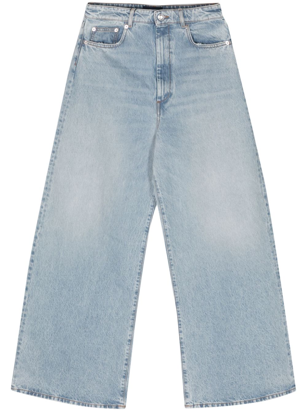 Wide-leg denim cotton jeans