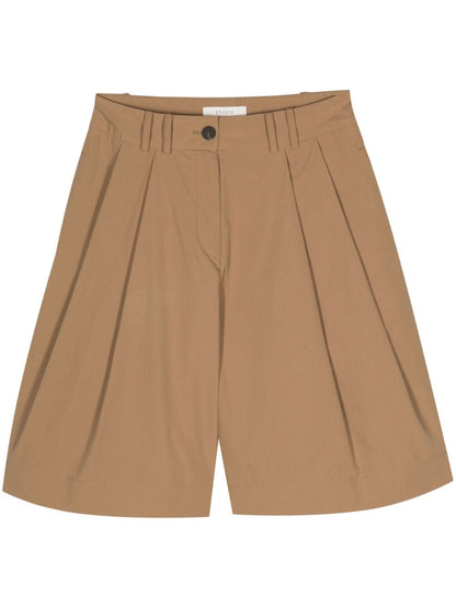 Double pleated cotton shorts