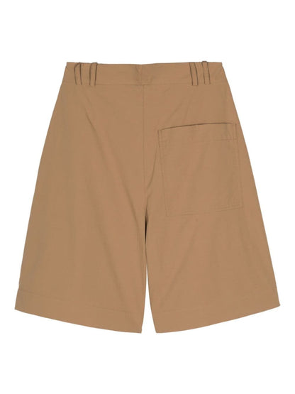 Double pleated cotton shorts