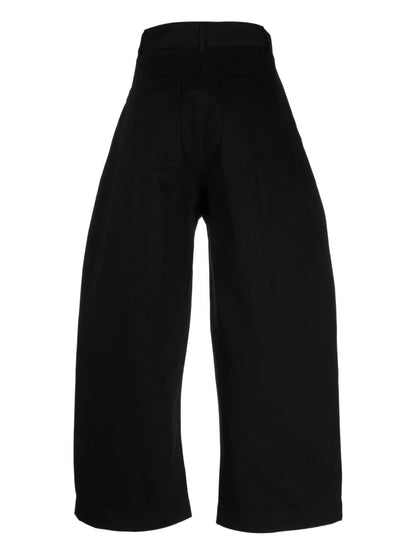 Wide leg cropped cotton trousers