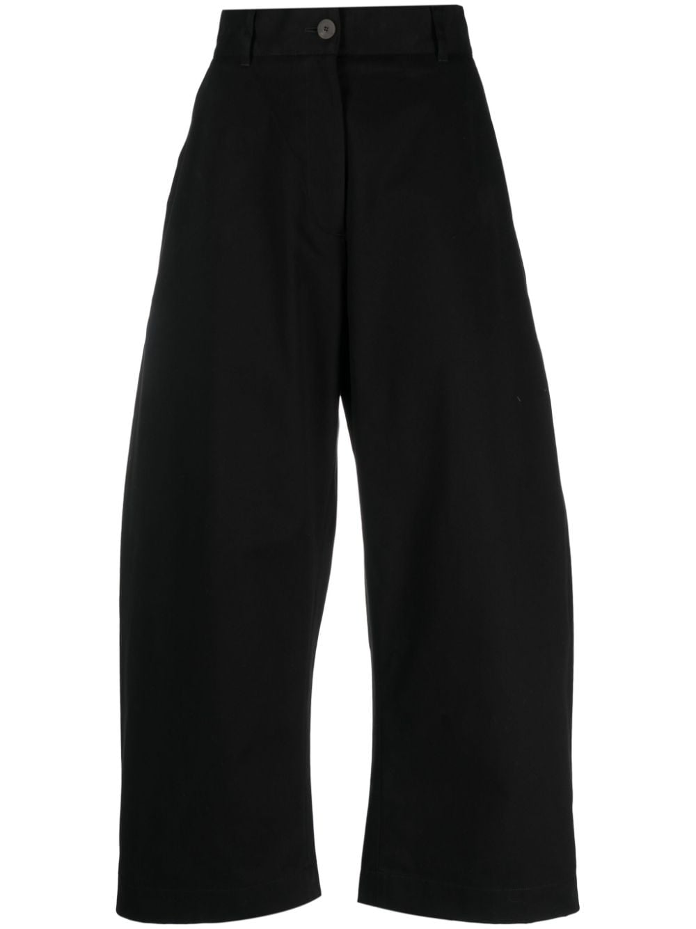 Wide leg cropped cotton trousers