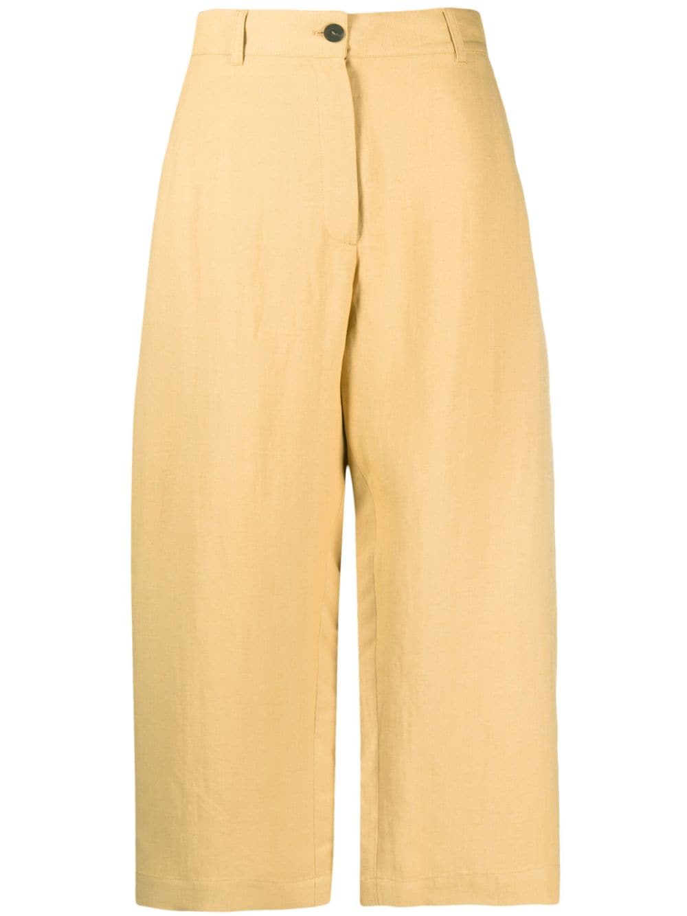 Wide leg cropped cotton trousers