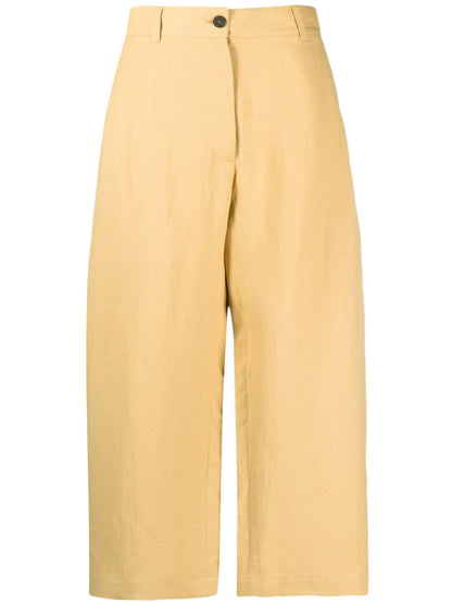 Wide leg cropped cotton trousers