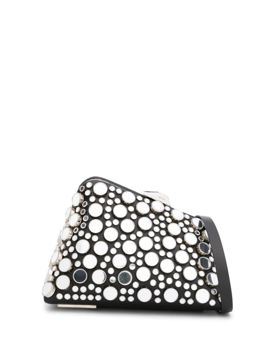 Midnight leather clutch bag - runway