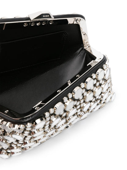 Midnight leather clutch bag - runway