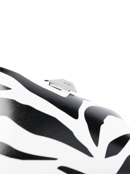 Midnight zebra pattern leather clutch bag
