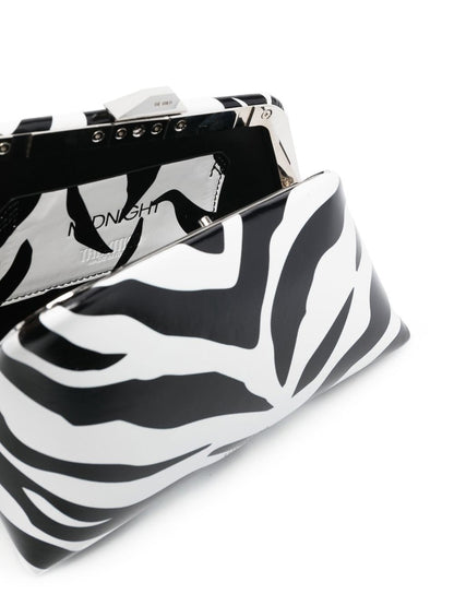 Midnight zebra pattern leather clutch bag