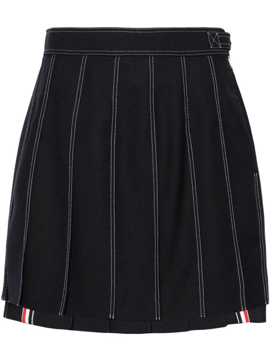 Wool pleated mini skirt