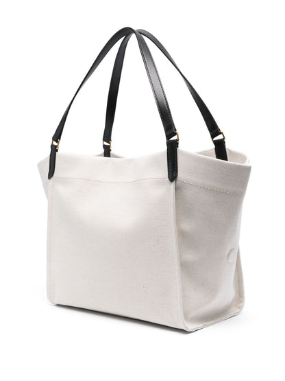 Canvas and leather large tote bag