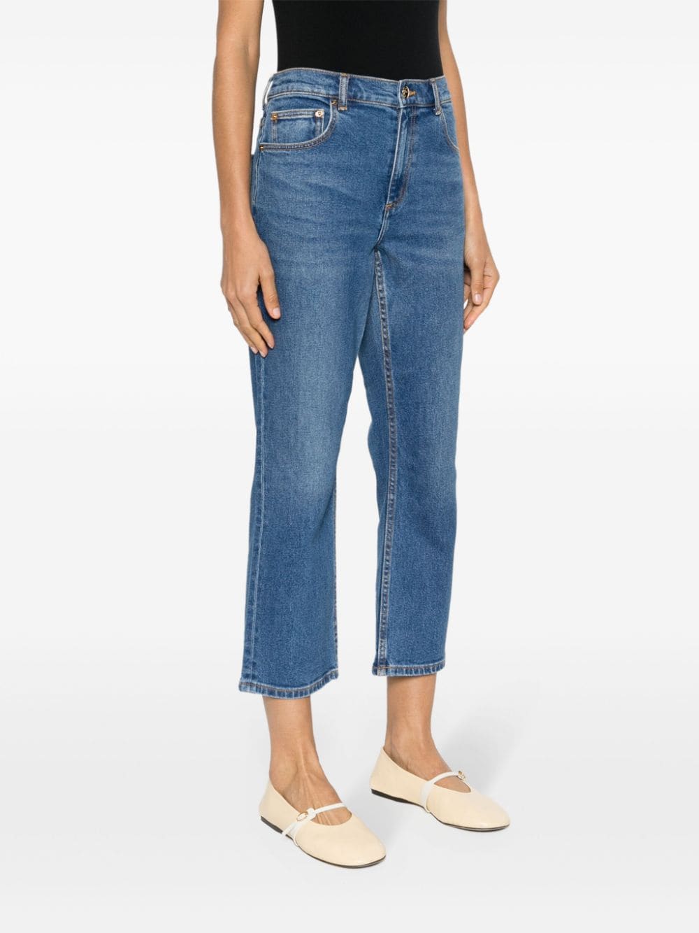 Cropped flared denim jeans