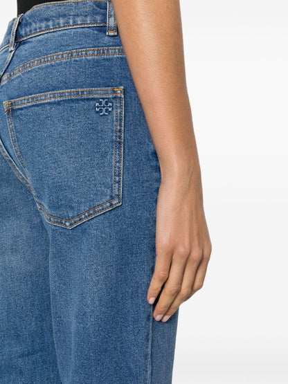 Cropped flared denim jeans