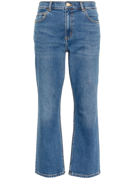 Cropped flared denim jeans