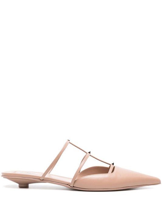 Rockstud wispy leather mules