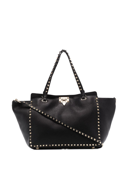 Leather rockstud shopping tote