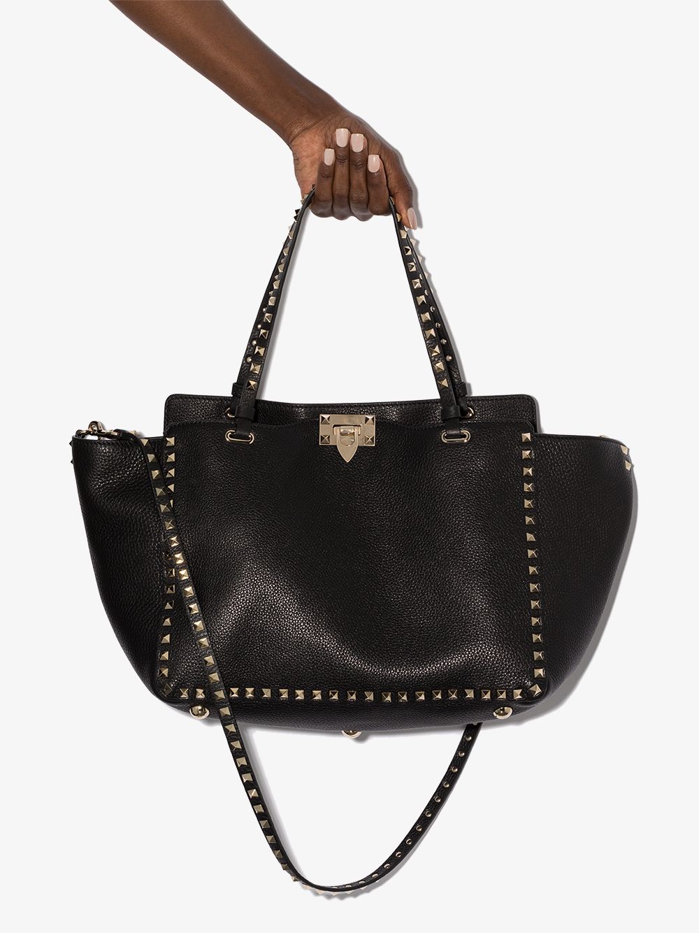 Leather rockstud shopping tote