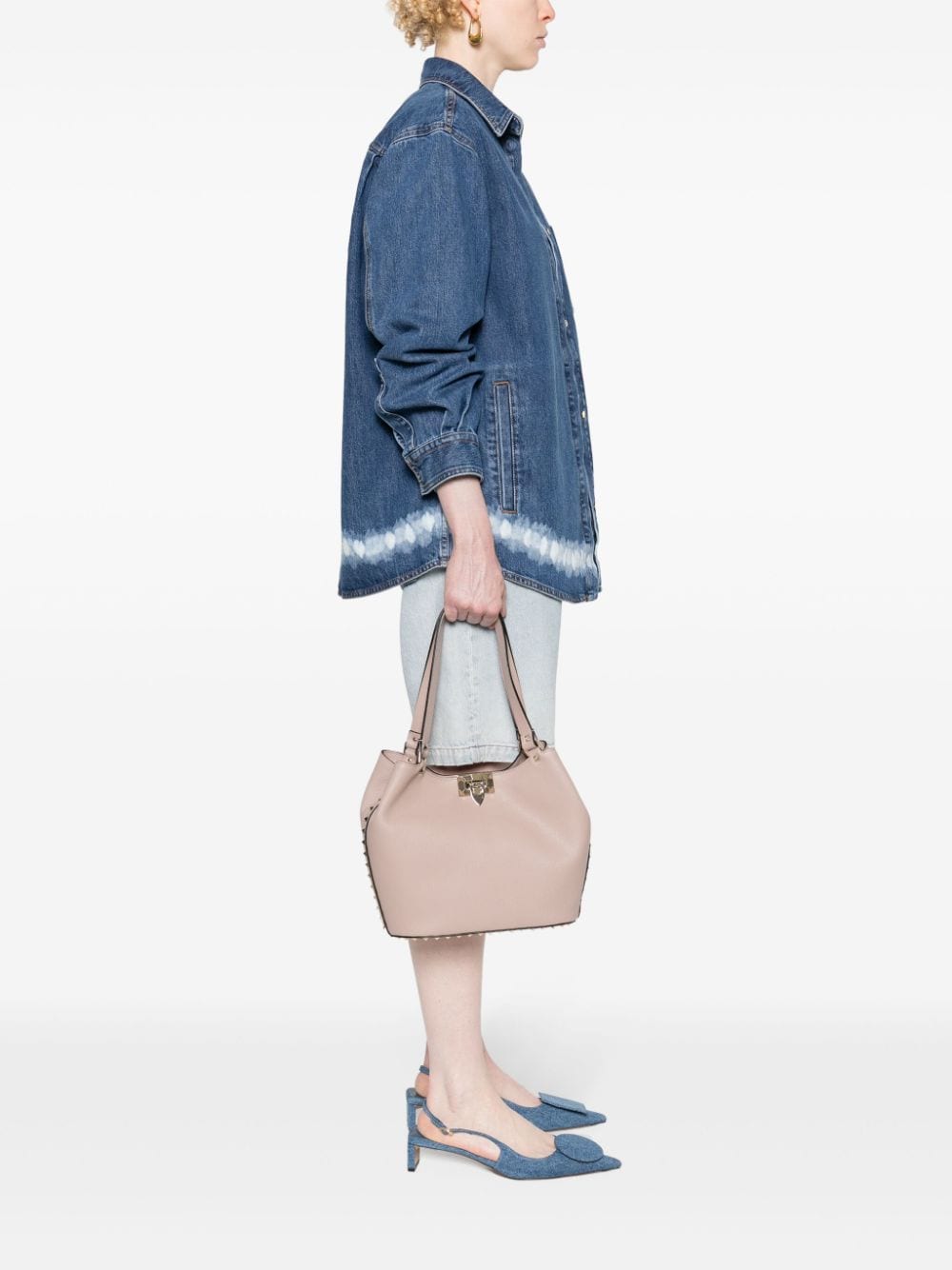 Rockstud small leather tote bag