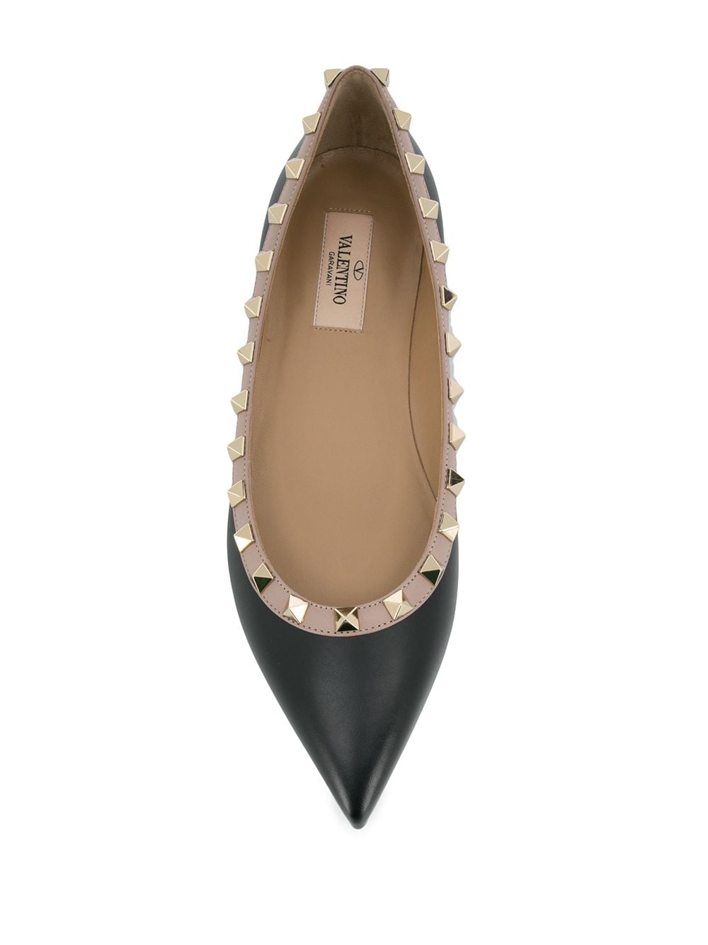 Rockstud leather ballet flats