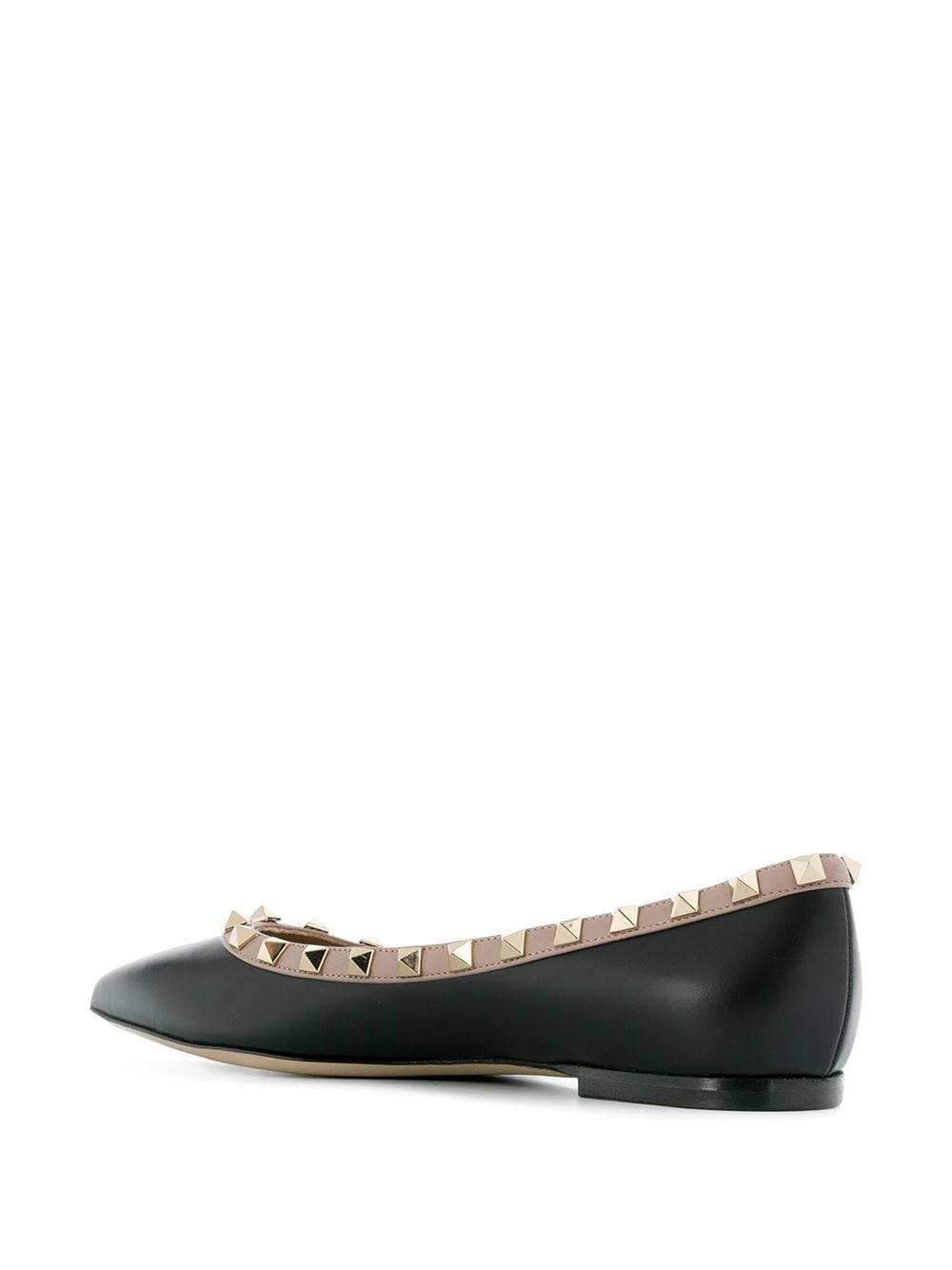 Rockstud leather ballet flats