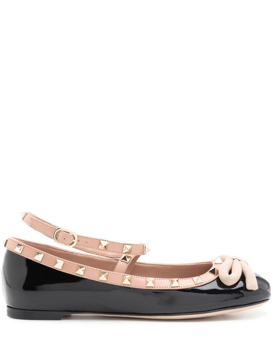 Rockstud patent leather ballet flats