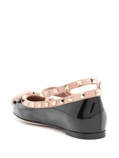 Rockstud patent leather ballet flats