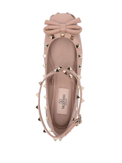 Rockstud leather ballet flats