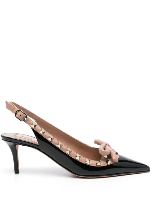 Rockstud bow leather pumps