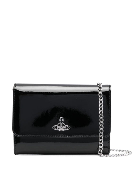 Patent leather wallet on chain