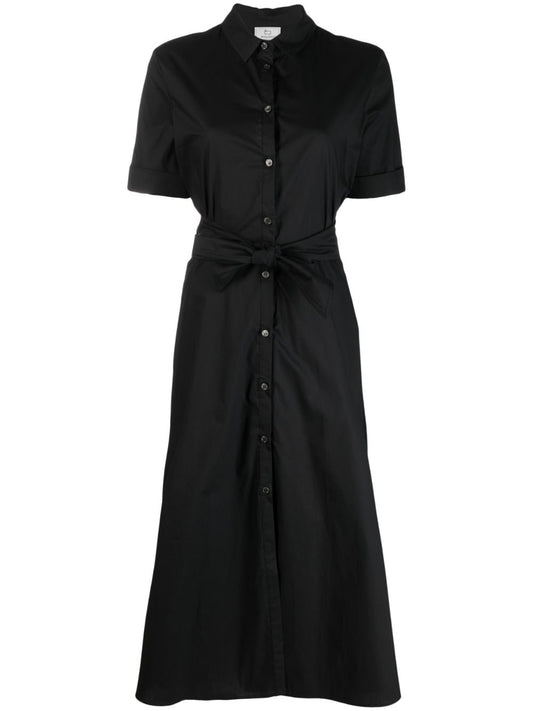 Belted poplin shirt dress