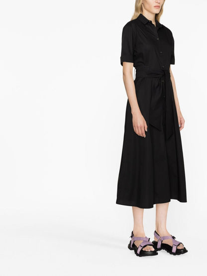 Belted poplin shirt dress