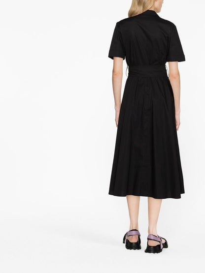 Belted poplin shirt dress