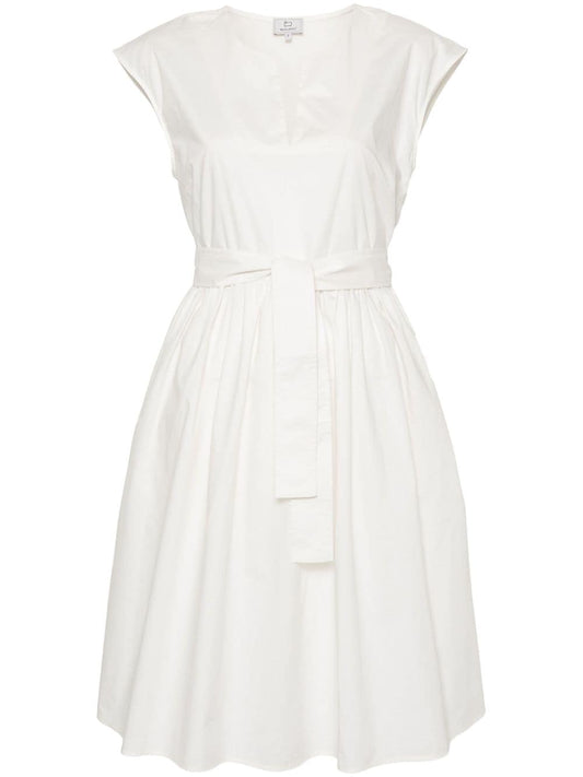 Belted poplin short dress