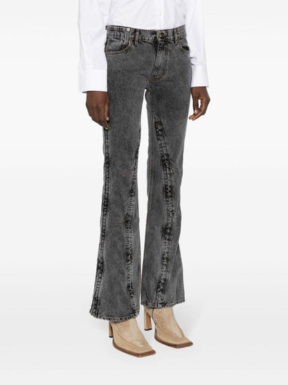 Evergreen hook and eye slim denim jeans