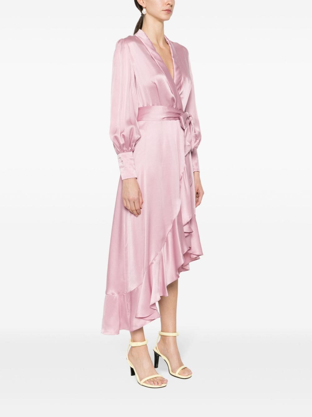 Silk wrap midi dress