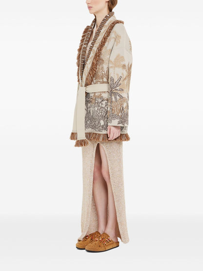 Jungle toile de jouy wool blend cardigan
