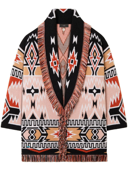 Geometric roots wool cardigan
