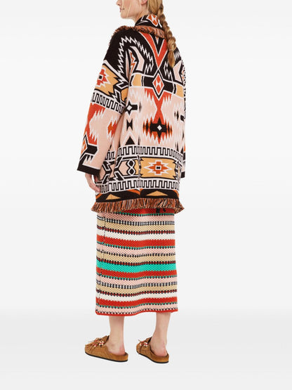 Geometric roots wool cardigan