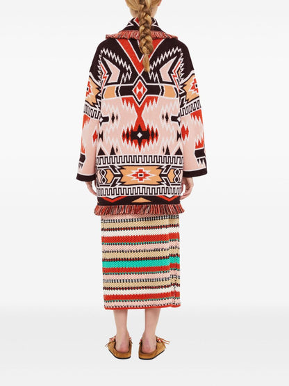 Geometric roots wool cardigan