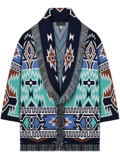 Geometric roots wool cardigan