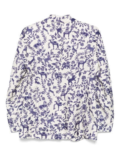 Printed silk double-breasted jacket