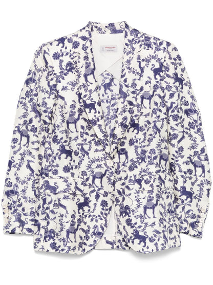 Printed silk double-breasted jacket