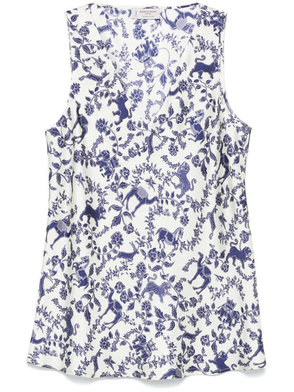 Printed silk top
