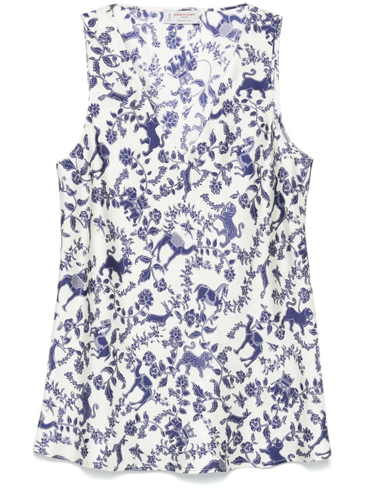 Printed silk top