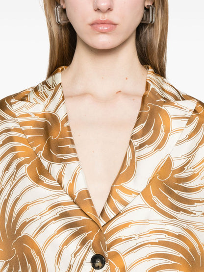 Printed silk caban jacket