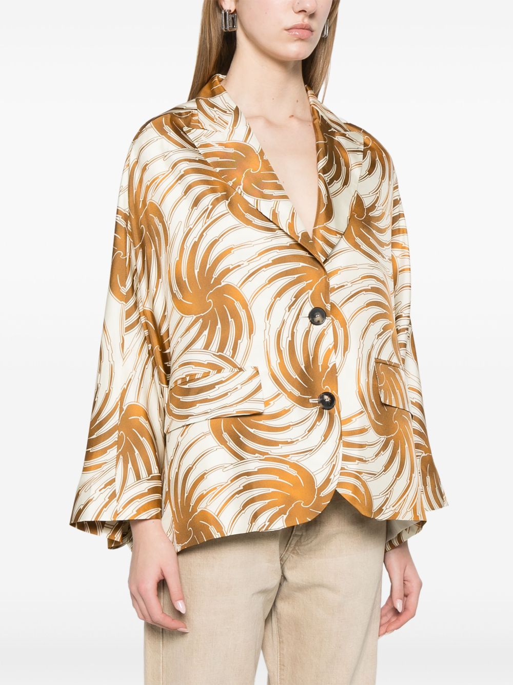 Printed silk caban jacket
