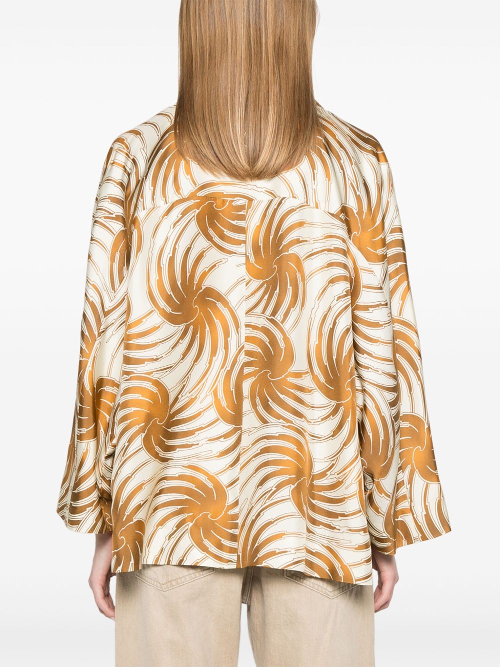 Printed silk caban jacket