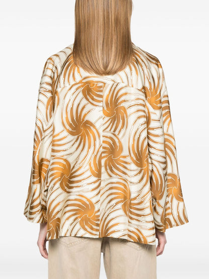 Printed silk caban jacket