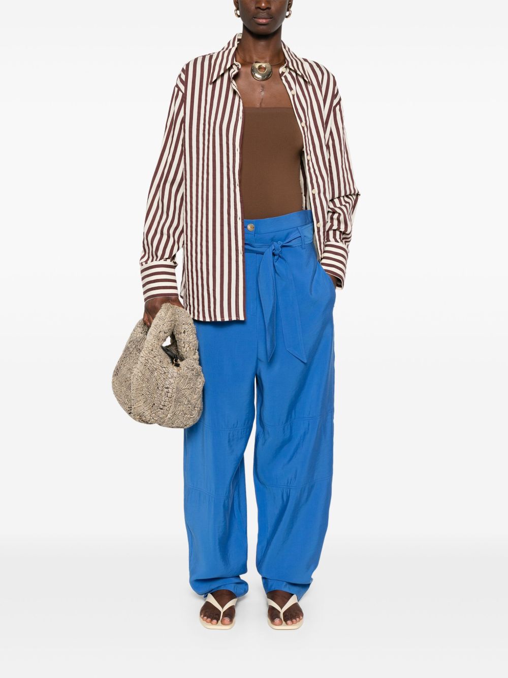 Cotton blend striped shirt
