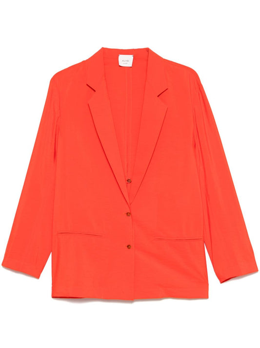 Silk blend single-breasted blazer jacket
